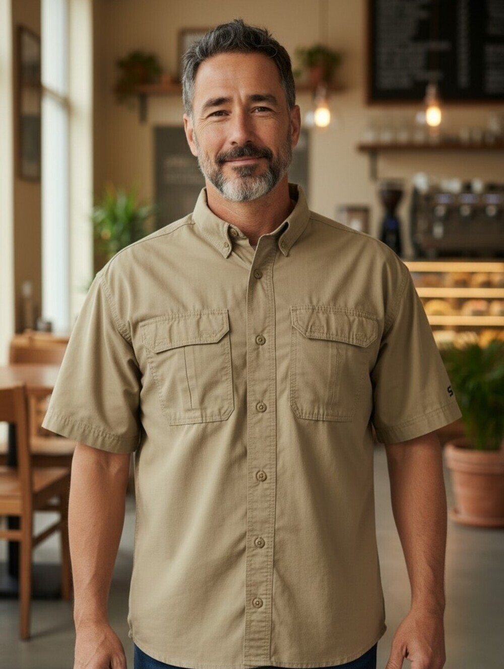 SOG Tactical Shirt Men LG Short Sleeve Button Down Ripstop Workwear Performace